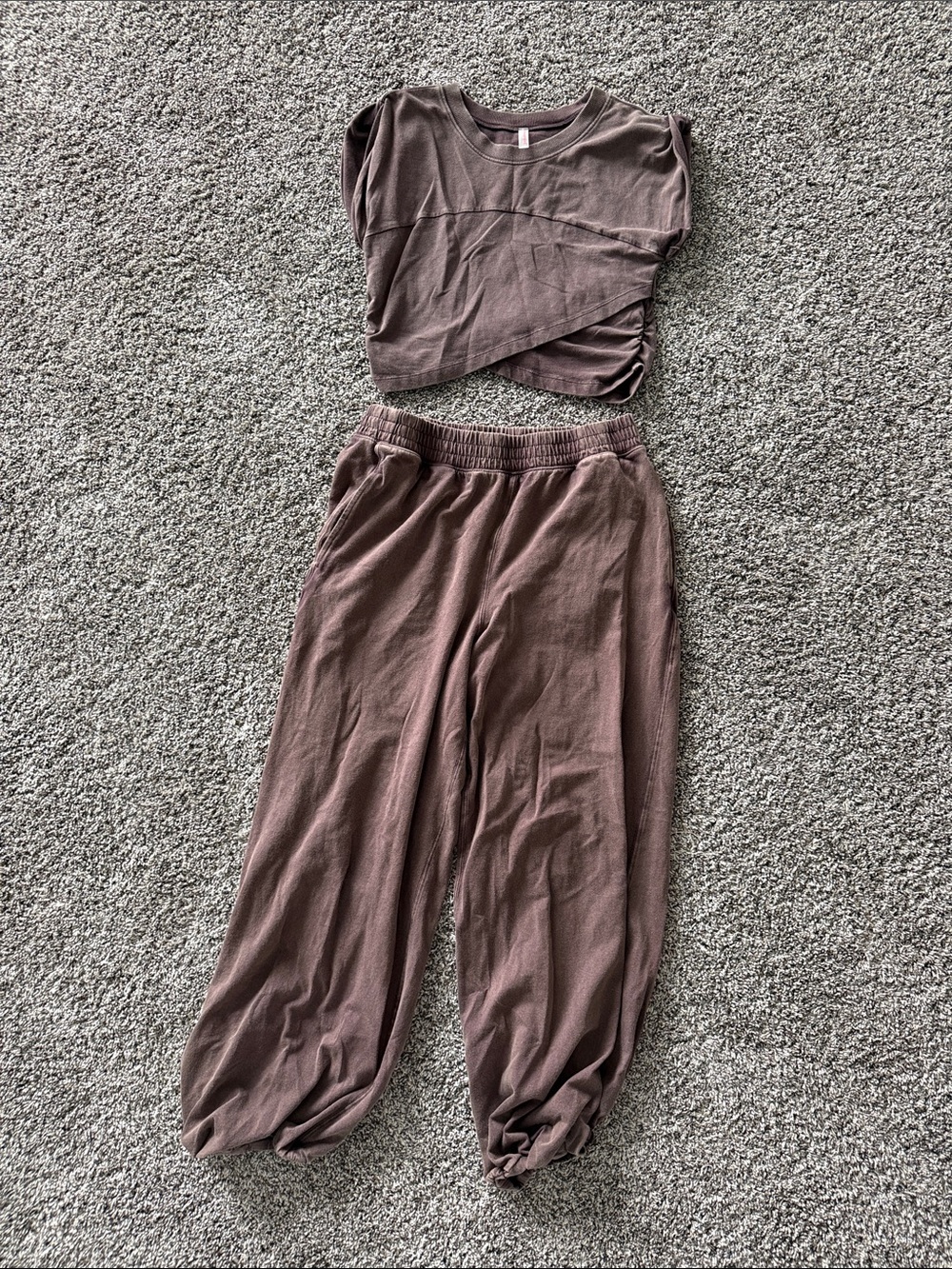 FP Movement by Free People Cozy Elastic-Waist Joggers in Taupe